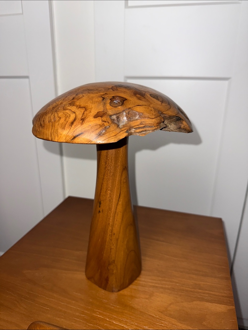 Brown Teakwood Handmade Live Edge Mushroom Sculpture with Natural Smooth Finish - Picture 5 of 11